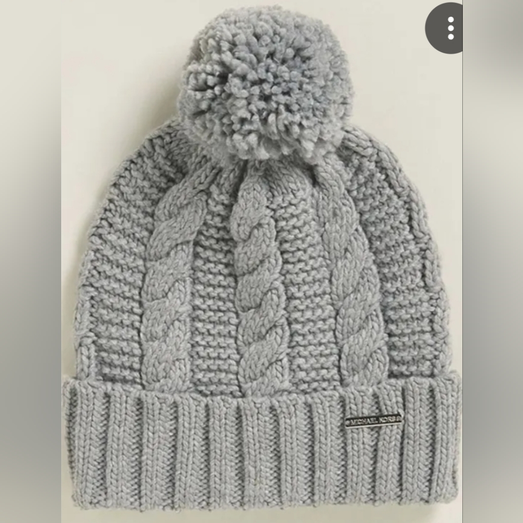 (@)Michael Kors Ladies Beanie Pom Pom Hat With Fleece Lining